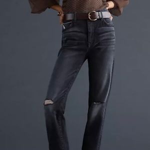 Anthropologie Pilcro Borrowed Boyfriend Black High Rise Cropped Stretch Jeans